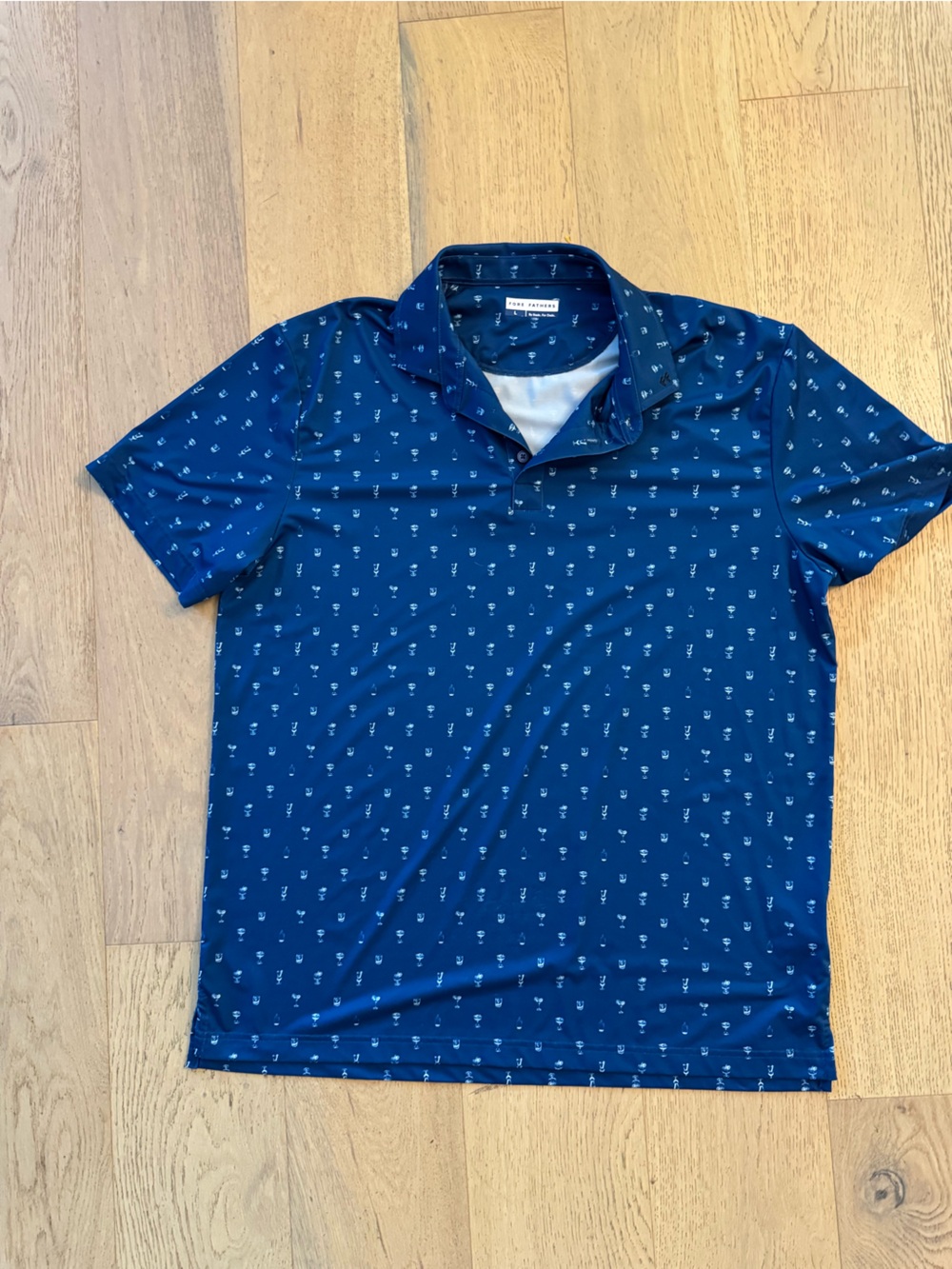 Men's Fore Fathers Large Navy Performance Polo with cocktail Micro Print